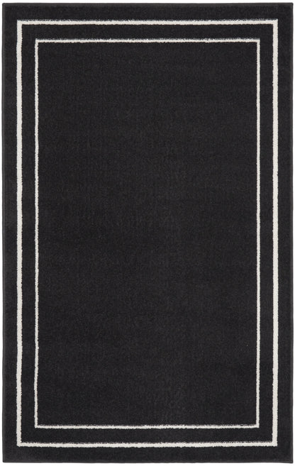 3' X 5' Black And Ivory Indoor Outdoor Area Rug-7