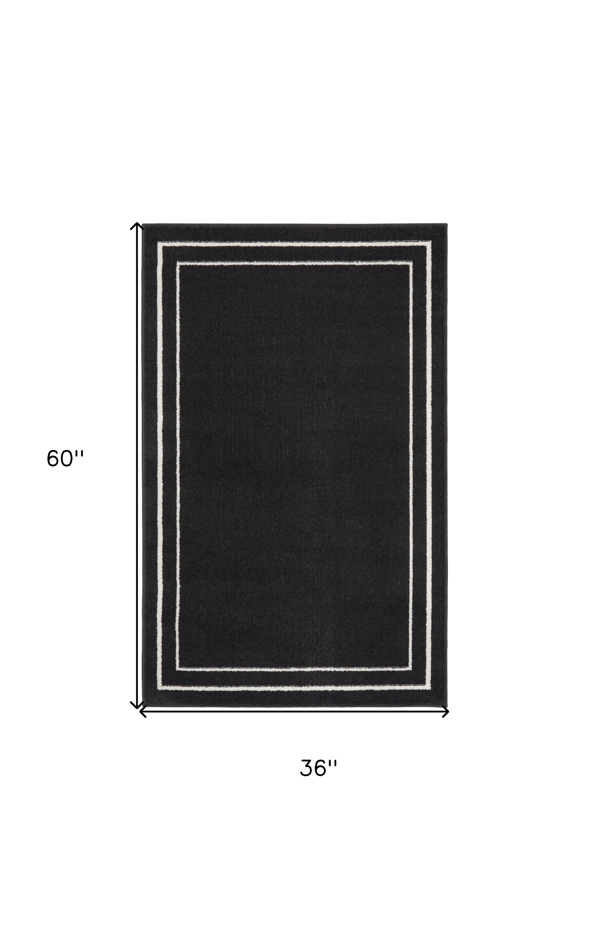 3' X 5' Black And Ivory Indoor Outdoor Area Rug-3
