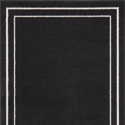 3' X 5' Black And Ivory Indoor Outdoor Area Rug-1