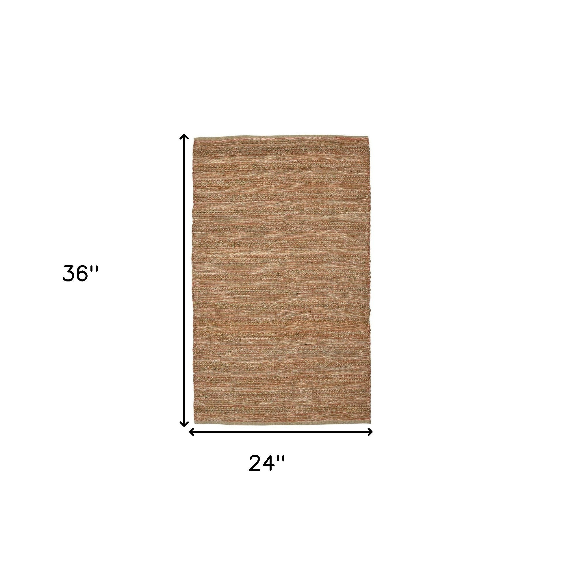 2' X 3' Brown And Brick Red Jute Striped Flatweave Handmade Area Rug-2