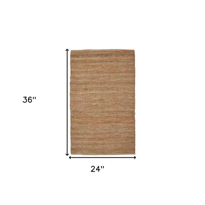 2' X 3' Brown And Brick Red Jute Striped Flatweave Handmade Area Rug-2