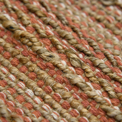 2' X 3' Brown And Brick Red Jute Striped Flatweave Handmade Area Rug-5