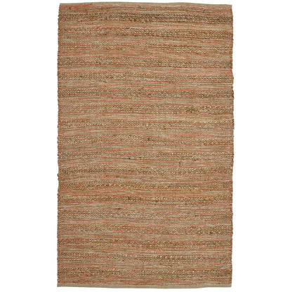 2' X 3' Brown And Brick Red Jute Striped Flatweave Handmade Area Rug-3