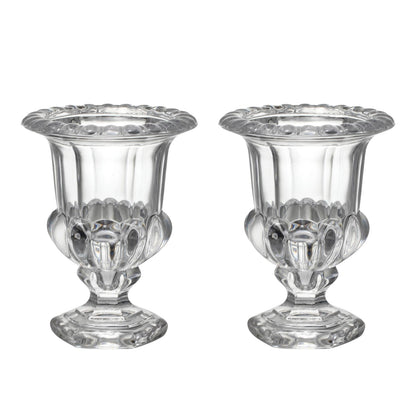 Set of Two Clear Glass Urn Table Vases-2
