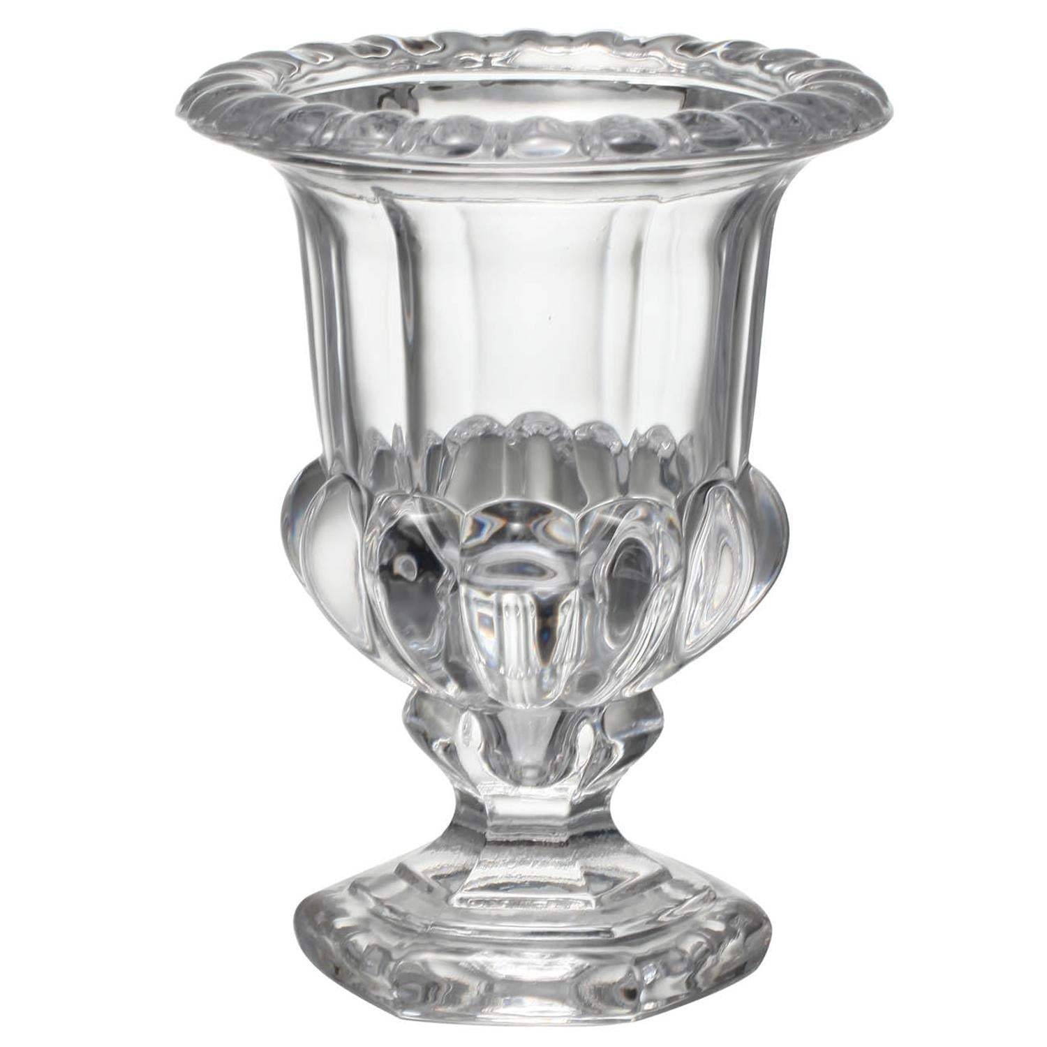 Set of Two Clear Glass Urn Table Vases-3