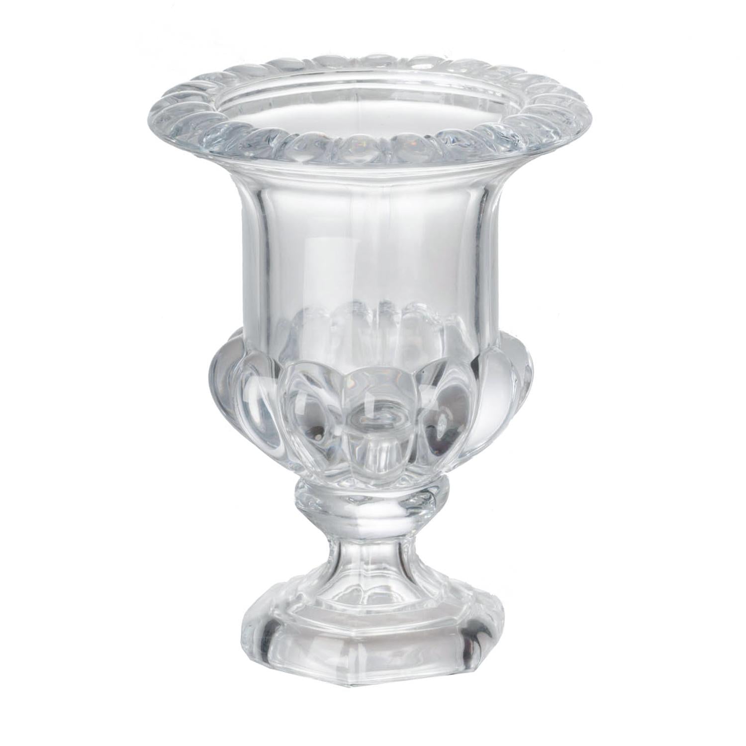 Set of Two Clear Glass Urn Table Vases-4