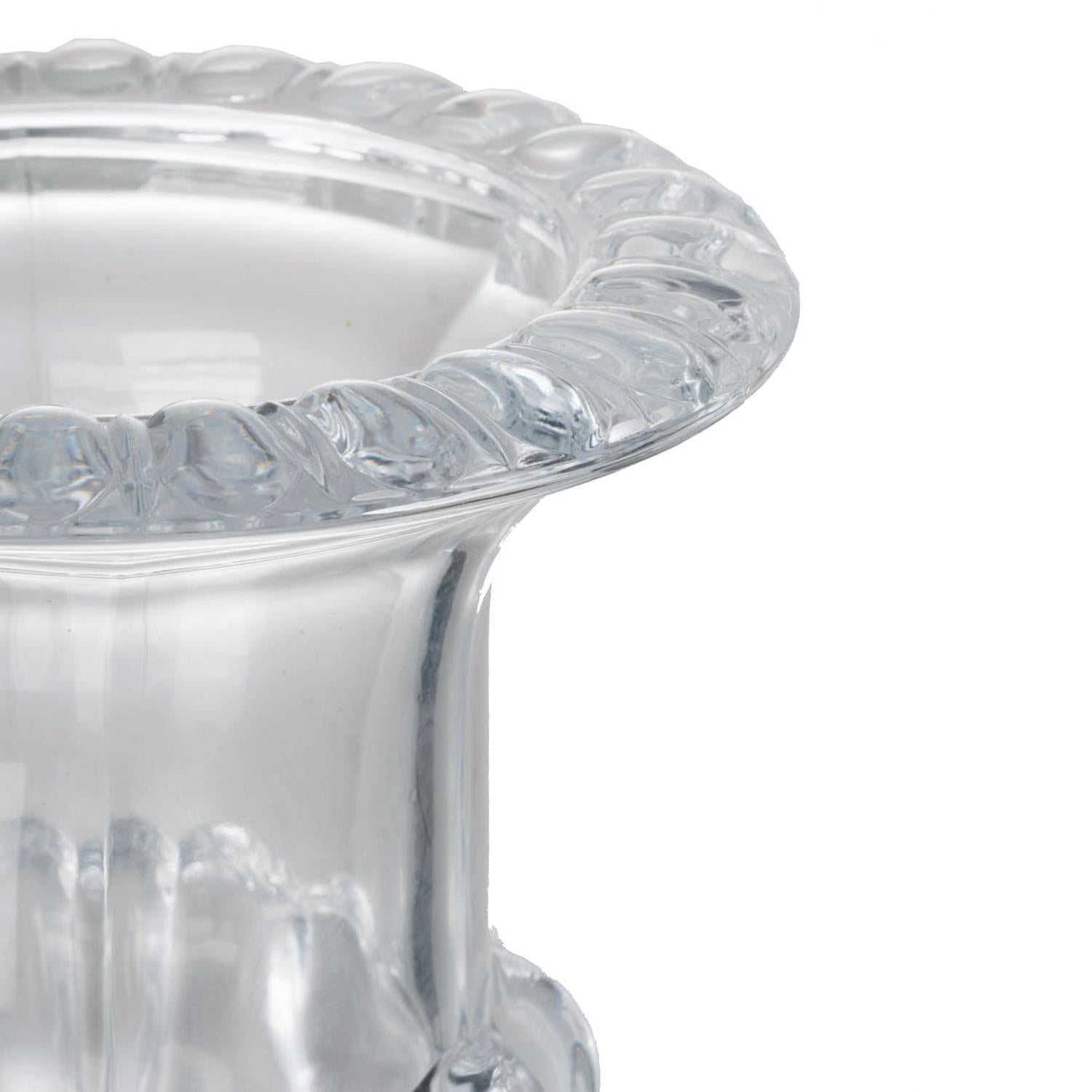 Set of Two Clear Glass Urn Table Vases-5