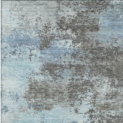 3' X 5' Taupe And Sky Blue Abstract Washable Indoor Outdoor Area Rug-4