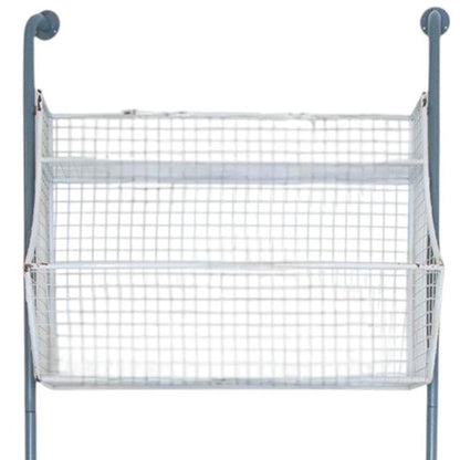 24" White And Gray Metal Baskets Wall Mounted Cubby Shelf-3