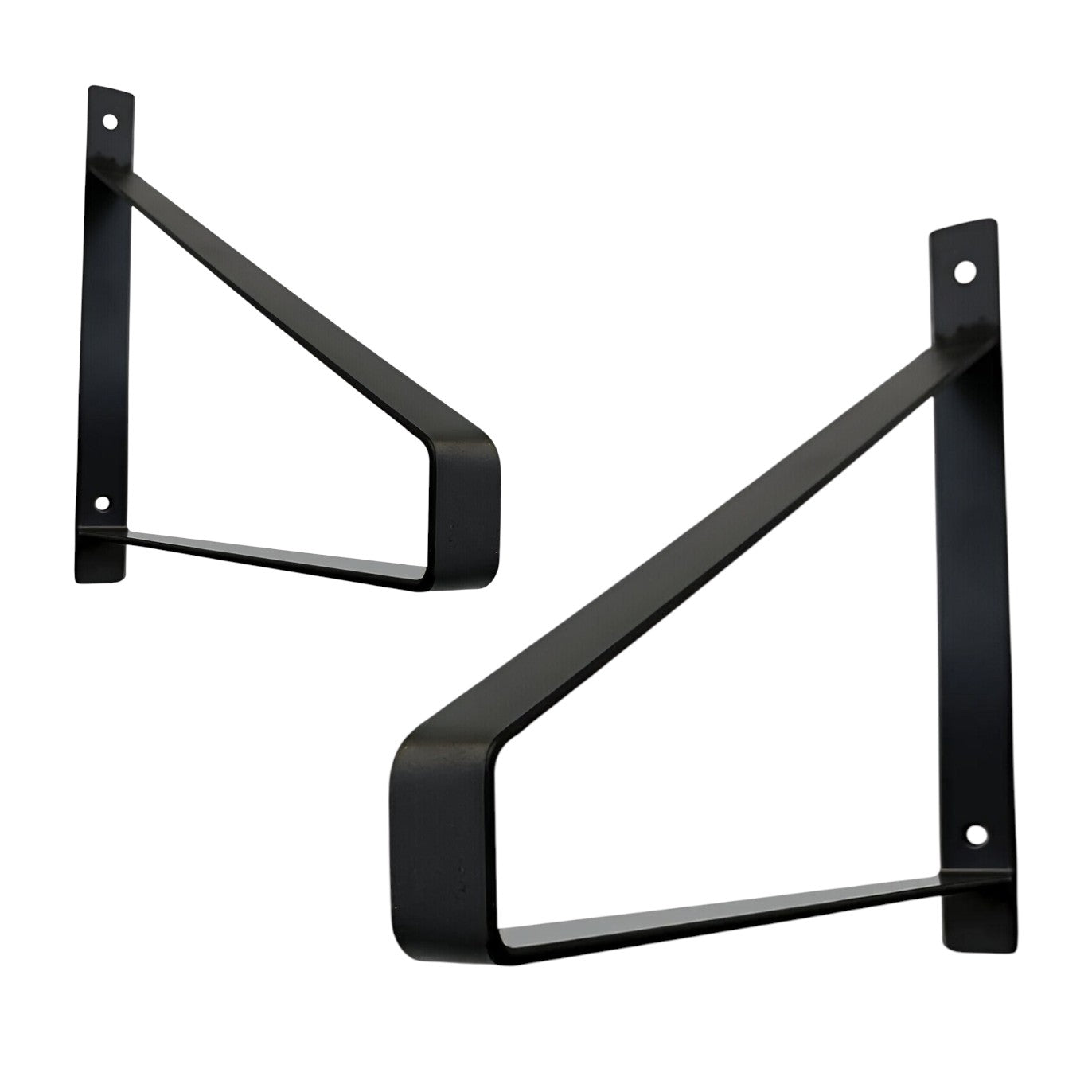 8" Set Of Two Black Metal Wall Mounted Shelf Brackets-2