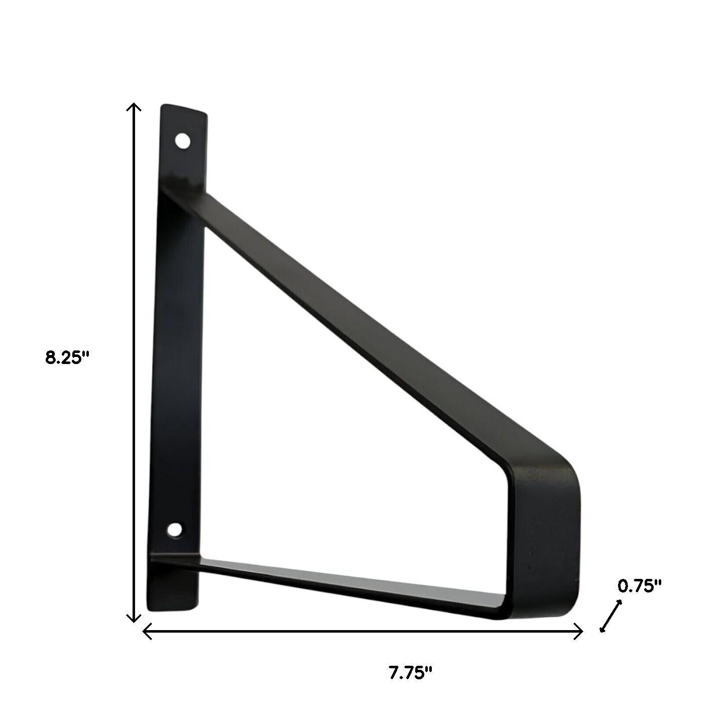 8" Set Of Two Black Metal Wall Mounted Shelf Brackets-7